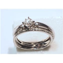 #17-10K GOLD DIAMOND(0.22CT) RING SET W/COA