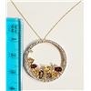 Image 2 : #21-10K GOLD GARNET & DIAMOND PENDANT NECKLACE