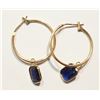 Image 1 : #22-14K GOLD SAPPHIRE(3.50CT) HOOP EARRINGS W/COA