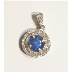 #25-14K GOLD SAPPHIRE DIAMONDS PENDANT W/COA