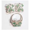 Image 1 : #28-ST.SILVER EMERALD(2.0CT) EARRINGS & RING SET
