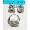 Image 3 : #28-ST.SILVER EMERALD(2.0CT) EARRINGS & RING SET