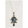 Image 1 : #31-ST.SILVER LABRADORITE & GEMSTONE PENDANT