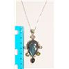 Image 2 : #31-ST.SILVER LABRADORITE & GEMSTONE PENDANT