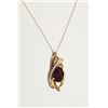 Image 1 : #32-10K GOLD GARNET & DIAMOND(0.18CT) PENDANT