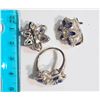 Image 2 : #34-ST.SILVER SAPPHIRE EARRINGS & RING SET W/COA