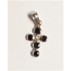 #35-14K GOLD BLACK&WHITE DIAMOND PENDANT W/COA