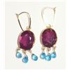 Image 1 : #44-14K GOLD RUBY & BLUE TOPAZ EARRINGS W/COA