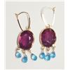 Image 2 : #44-14K GOLD RUBY & BLUE TOPAZ EARRINGS W/COA