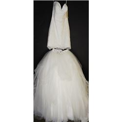 EMBROIDERED IVORY CONVERTIBLE WEDDING GOWN WITH