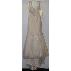 FULL LACE COVERED CHAMPAGNE WEDDING GOWN WITH