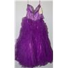 Image 1 : PURPLE RUFFLED BOTTOM, BEADED BODICE CORSET BACK
