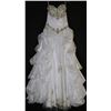 Image 1 : WHITE TIERED WEDDING GOWN WITH HEAVILY BEADED