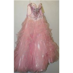 LIGHT PINK STRAPLESS CORSET BACK GOWN