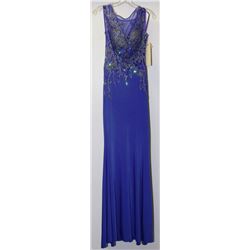 ROYAL BLUE SEQUINNED FULL BACK GOWN
