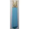 Image 1 : AQUA FULL BACK GOWN WITH SEQUINNED TOP