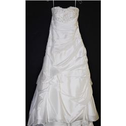 WHITE TIERED CORSET BACK WEDDING GOWN WITH TRAIN