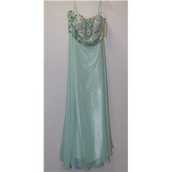 AQUA  GEMMED TOP ZIPPER BACK LONG GOWN