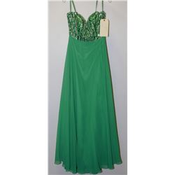 LONG GREEN SEQUINNED TOP GOWN