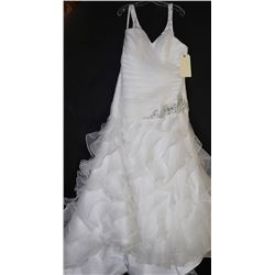 WHITE BEADED STRAPS WEDDING GOWN W/ TRAIN
