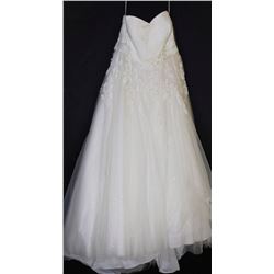 WHITE EMBROIDERED TOP WEDDING GOWN W/ TRAIN