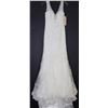 Image 1 : WHITE LACE OVERLAY GEMMED NECKLINE WEDDING GOWN
