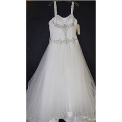 WHITE GEMMED & LACE WEDDING GOWN