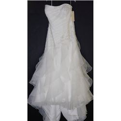 WHITE LACE OVERLAY STRAPLESS WEDDING GOWN