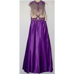 PURPLE FULLY BEADED TOP GOWN