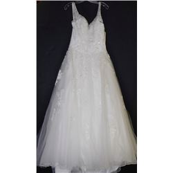 WHITE LACE BEADED & EMBROIDERED WEDDING GOWN