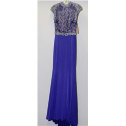 ROYAL BLUE GEMMED TOP BEADED WAISTLINE OPEN BACK