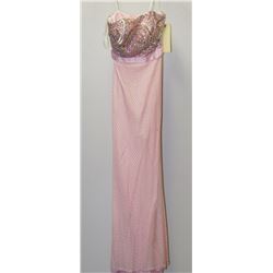 PINK GEMMED TOP STRAPLESS LACE GOWN