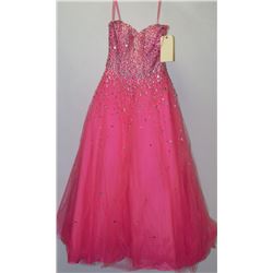 HOT PINK GEMMED TOP LACE & FLOATING GEMMED SKIRT