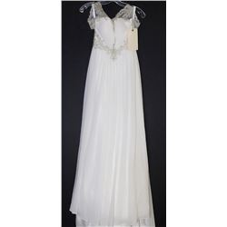 WHITE LACE GEMMED TOP WEDDING GOWN W/ TRAIN