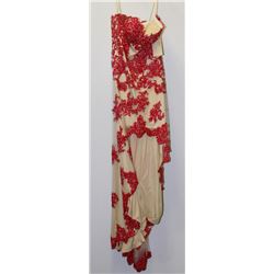 SCARLET EMBROIDERED & OPAQUE COLORED DRESS