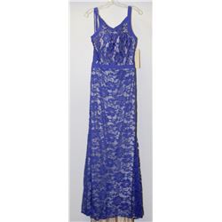 ROYAL BLUE LACE OVERLAY GOWN