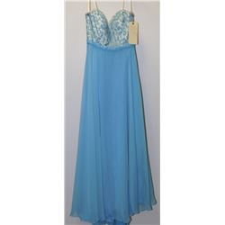 BLUE EMBROIDERED & SEQUINNED TOP GOWN