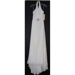 WHITE HALTERED TOP WEDDING GOWN W/ TRAIN