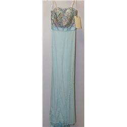 BABY BLUE GEMMED TOP LACE BOTTOM GOWN