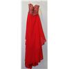 Image 1 : RED GEMMED & BEADED TOP STRAPLESS GOWN