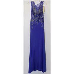 ROYAL BLUE SEQUINNED & SHEER GOWN