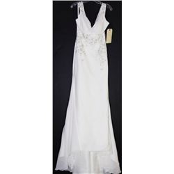 WHITE BEADED WEDDING GOWN W/ TRAIN