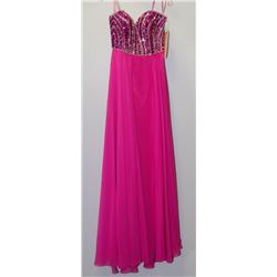 FUCHSIA SEQUINNED TOP GOWN