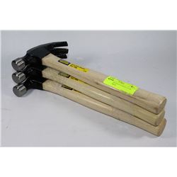 LOT OF 3 STANLEY CURVE CLAW 16OZ HAMMER