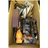 Image 1 : BOX OF TOOLS INCLUDING BELT SANDER, CIRCULAR SAW