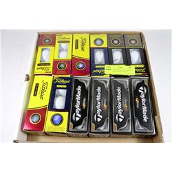 FLAT OF BRAND NEW TITLEIST & TAYLORMADE GOLF BALLS 12 PACKS OF 3