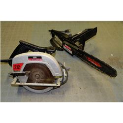LOT OF 2 MASTERCRAFT TOOLS INCL. SKILSAW&CHAINSAW
