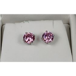NEW .925 SILVER STUD EARRINGS W/PINK CZ