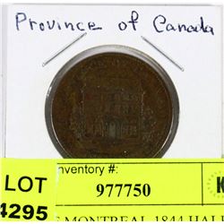 BANK OF MONTREAL 1844 HALF PENNY