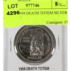 CANADA 1958 DEATH TOTEM SILVER DOLLAR EF